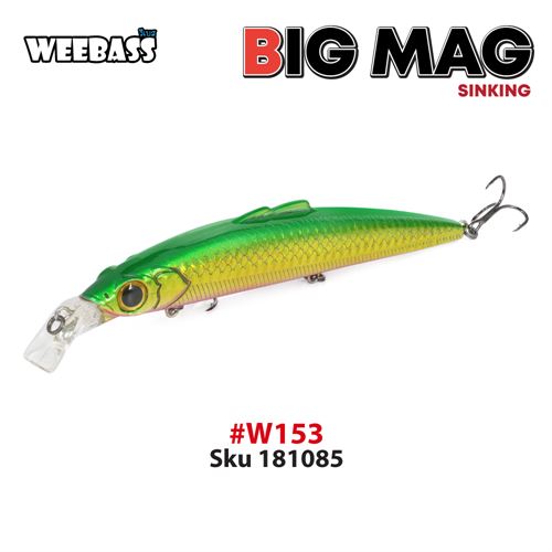 WEEBASS ปลั๊ก- BIG MAG SINKING 150mm27g W153 เขียวทอง